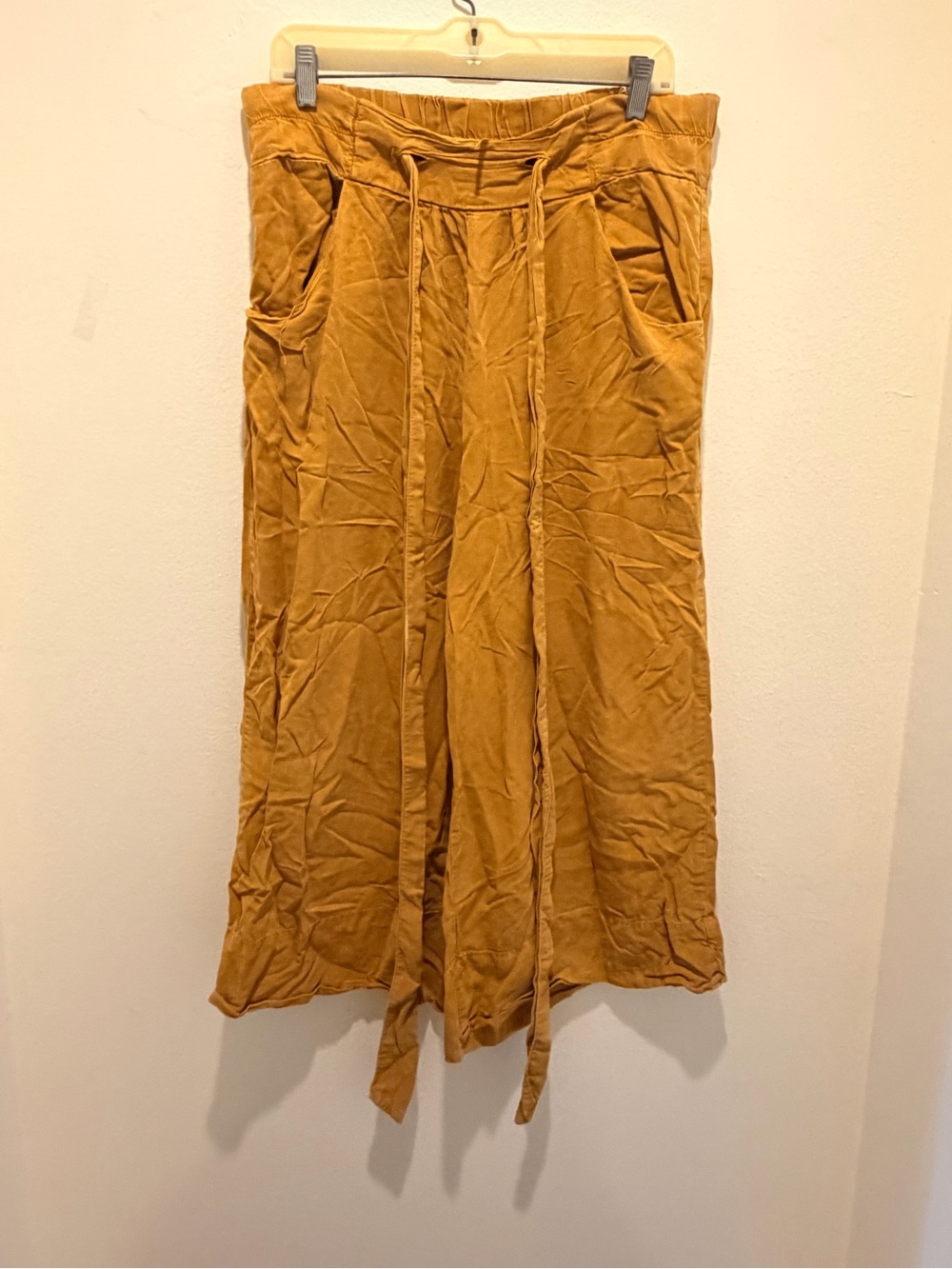 Free People Mustard Wide-Leg Drawstring Pants